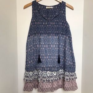 S rewind tiered mini dress tank top with tassels